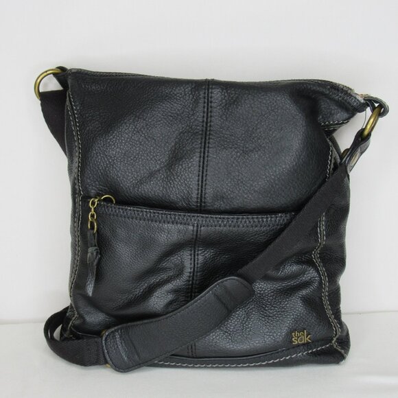 The Sak Black Pebbled Leather Crossbody Bag Purse - Picture 1 of 9